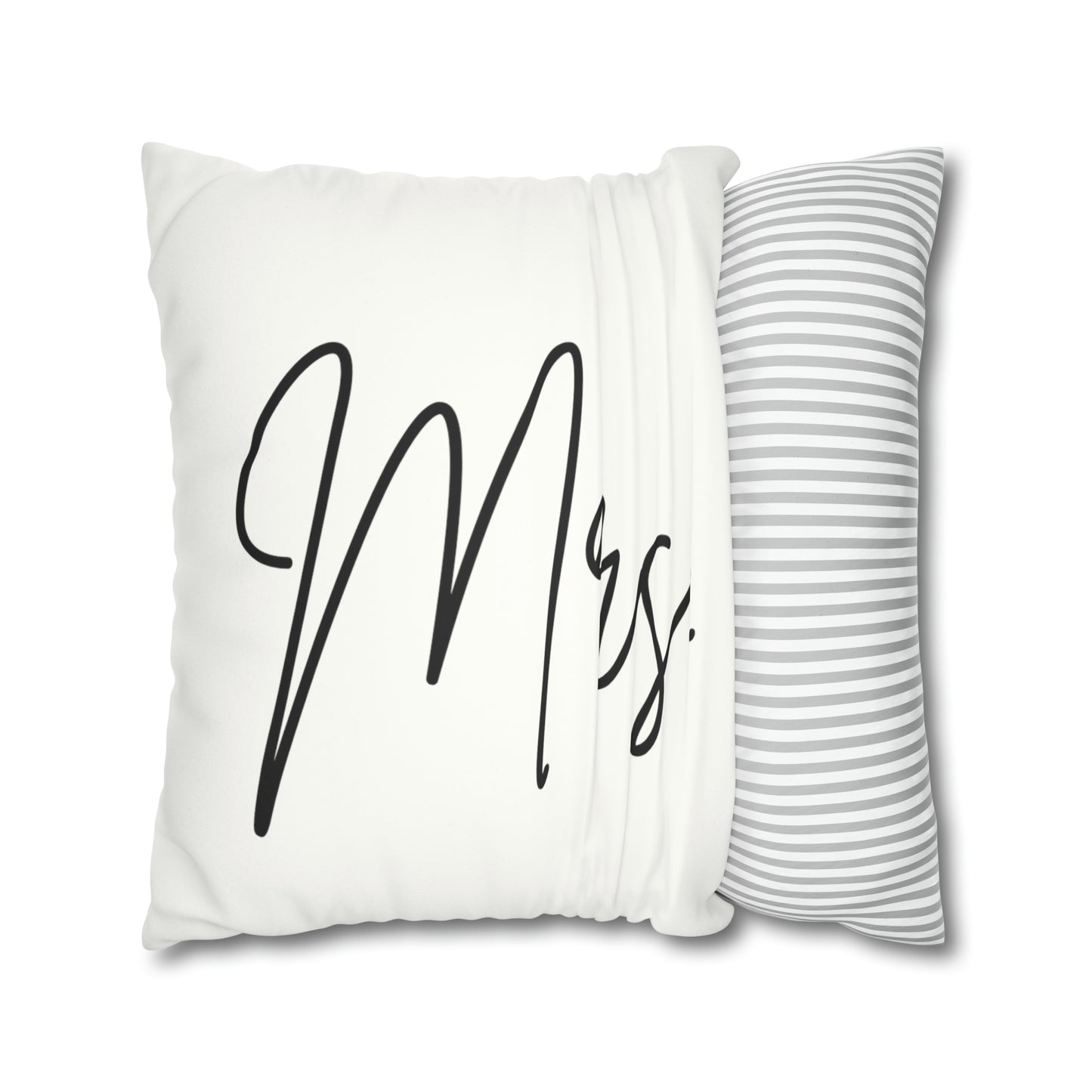 Mrs. Faux Suede Square Pillow Case