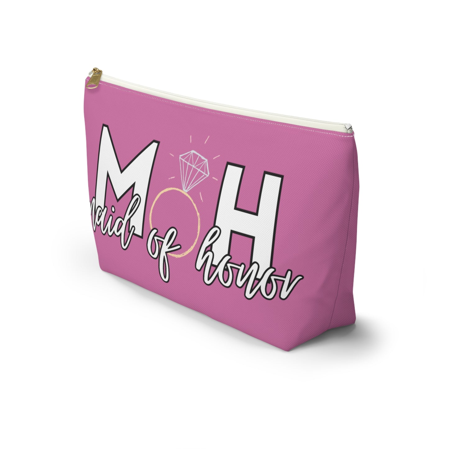 Maid of Honor (MOH)  Accessory Pouch w T-bottom  | Maid of honor Gifts | Bridal Party Gifts | Maid of Honor Merch | Wedding Gifts | Bridal Shower Gifts | Gifts for MOH